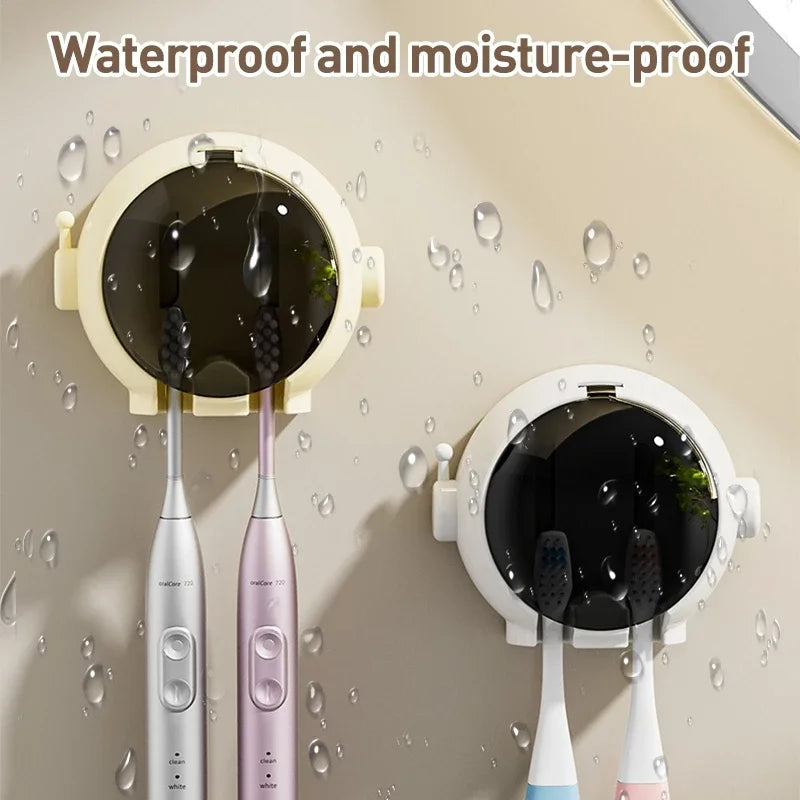 Non-Punching Toothbrush Shelves Wall-Mounted Dust-Proof Storage Box with Lid Electric Toothbrush Holder Ordinary Toothbrush Use