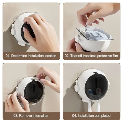 Non-Punching Toothbrush Shelves Wall-Mounted Dust-Proof Storage Box with Lid Electric Toothbrush Holder Ordinary Toothbrush Use