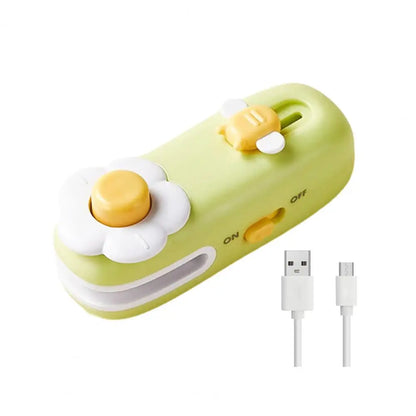 10Cm Mini Bag Sealer and Cutter Rechargeable Chip Bag Sealing Machine for Snack Bags Quick Heat Compact Cutting Resealing Tool