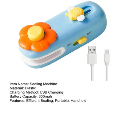 10Cm Mini Bag Sealer and Cutter Rechargeable Chip Bag Sealing Machine for Snack Bags Quick Heat Compact Cutting Resealing Tool