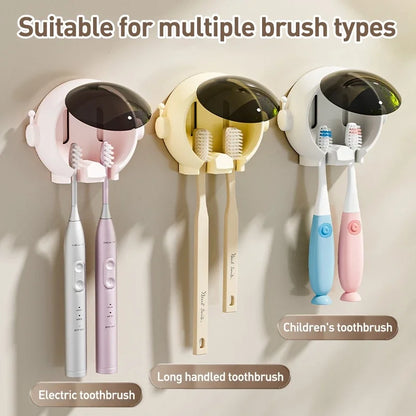 Non-Punching Toothbrush Shelves Wall-Mounted Dust-Proof Storage Box with Lid Electric Toothbrush Holder Ordinary Toothbrush Use