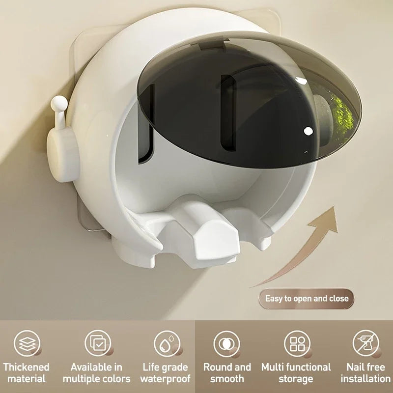 Non-Punching Toothbrush Shelves Wall-Mounted Dust-Proof Storage Box with Lid Electric Toothbrush Holder Ordinary Toothbrush Use