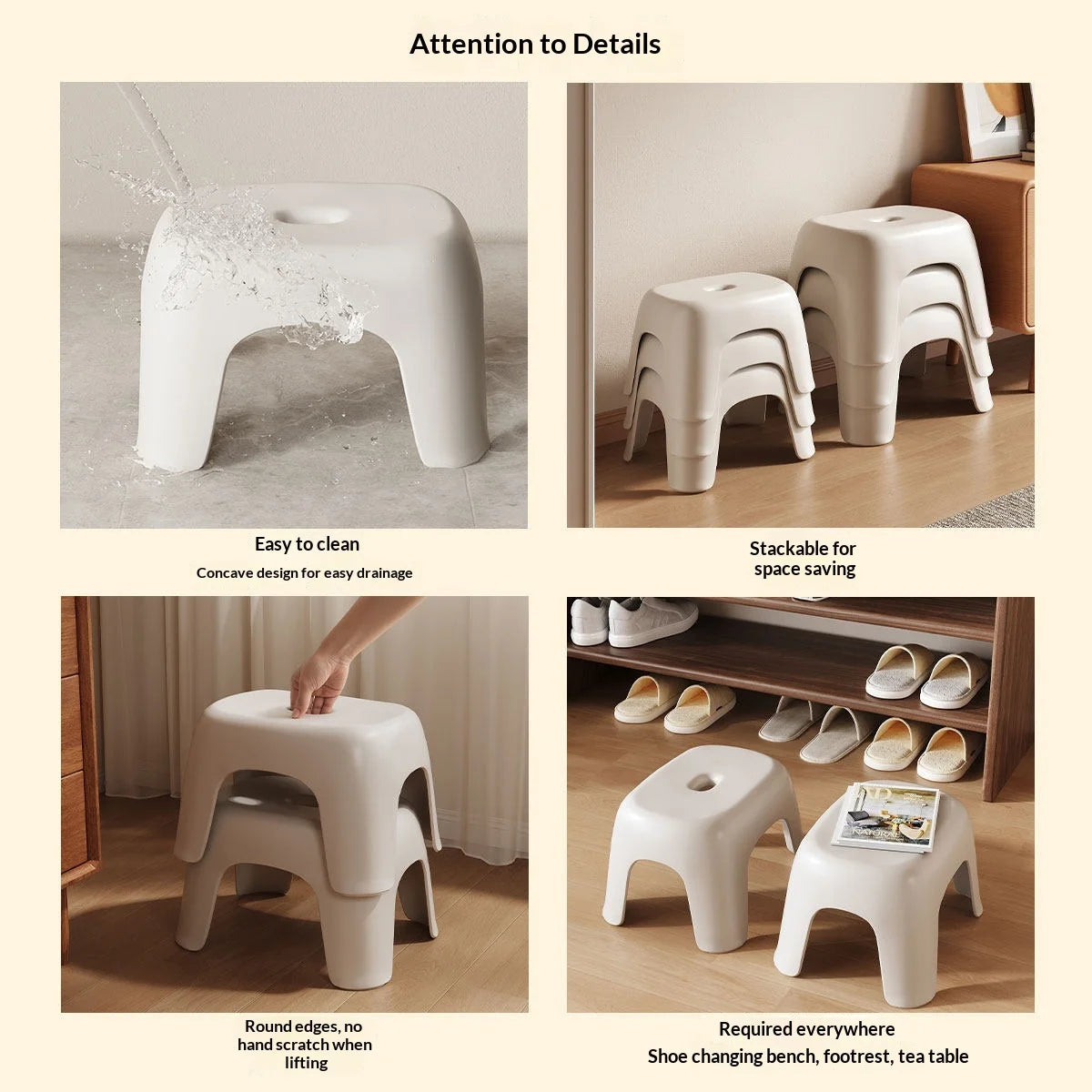 & Small Household Plastic Modern Low Stool Non-Slip Sturdy Durable Stackable Suitable for Living Room Bathroom Children'S Bath