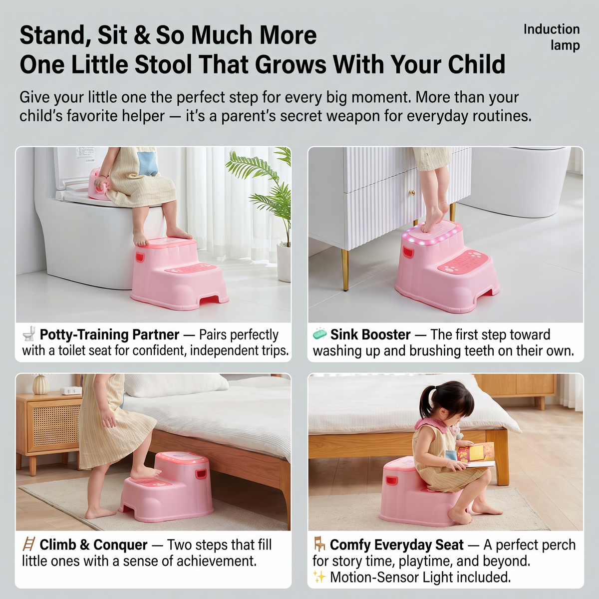 TinySteps – 2-Step Non-Slip Kids Step Stool